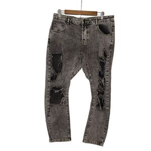 One Teaspoon Barrel Distressed Button Fly Jeans Faded Black Size 29